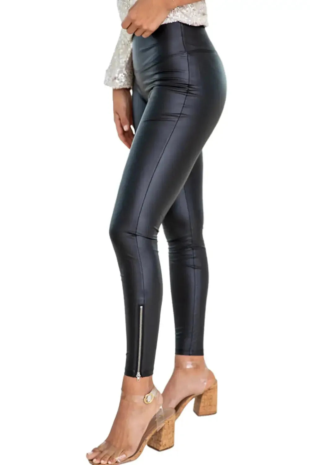 Faux Leather Zip Leg Leggings