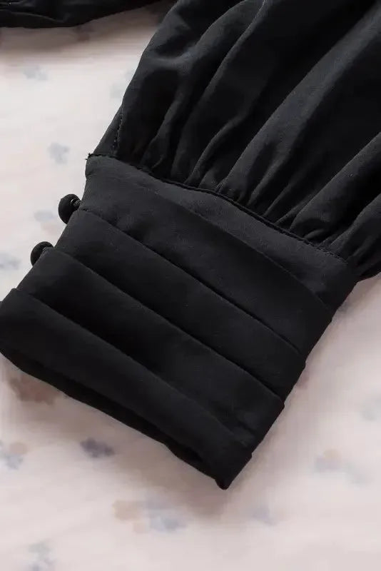 Black Pleated Loose Blouse Women UK