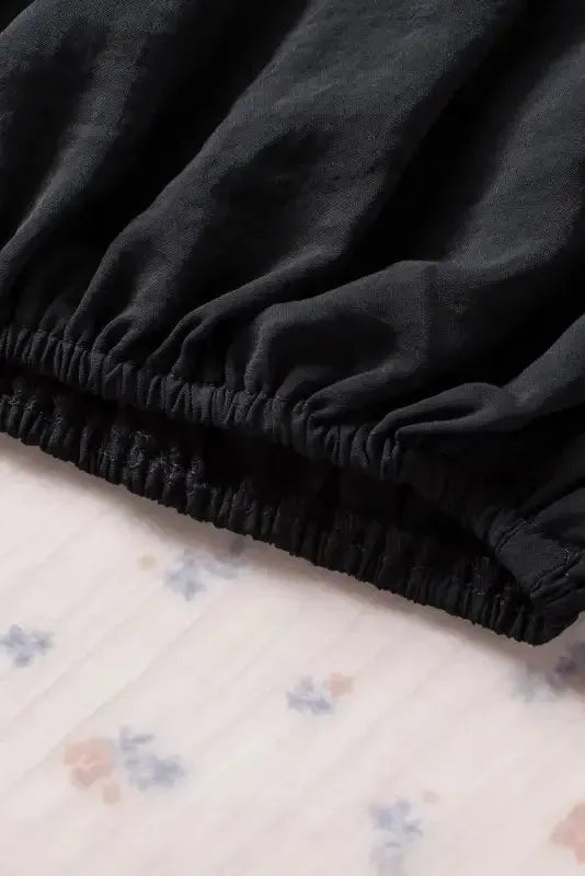 Black Pleated Loose Blouse Women UK