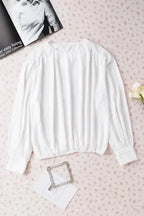 Black Pleated Loose Blouse Women UK
