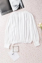 Black Pleated Loose Blouse Women UK