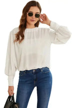 Black Pleated Loose Blouse Women UK