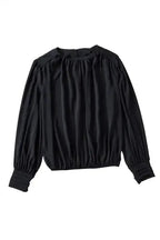 Black Pleated Loose Blouse Women UK