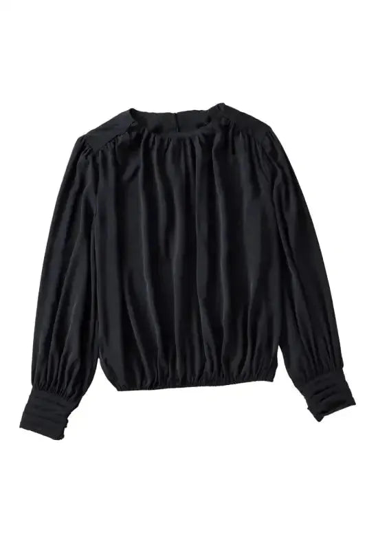 Black Pleated Loose Blouse Women UK