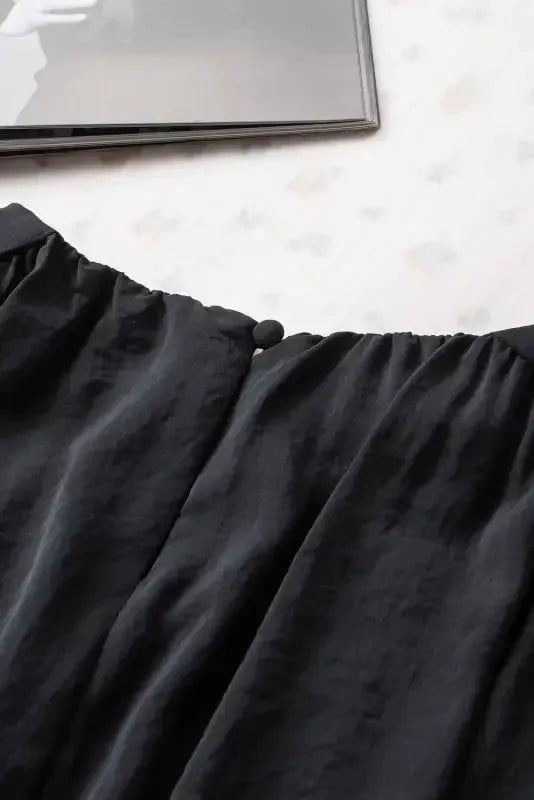 Black Pleated Loose Blouse Women UK