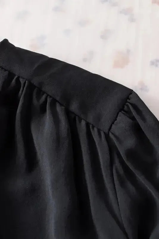 Black Pleated Loose Blouse Women UK