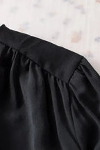 Black Pleated Loose Blouse Women UK