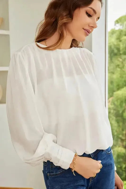 Black Pleated Loose Blouse Women UK