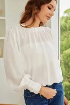 Black Pleated Loose Blouse Women UK