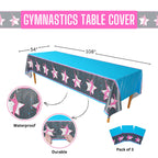 Blue Orchards Gymnastics Table Covers (3-Pack) - 54x108 XL Tablecloth for Gymnast Birthday Parties