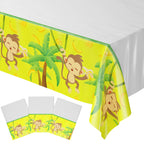 Blue Orchards Monkey Party Table Covers (Pack of 3) - 54x108 XL Jungle Tablecloths for Kids