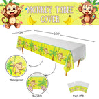 Blue Orchards Monkey Party Table Covers (Pack of 3) - 54x108 XL Jungle Tablecloths for Kids