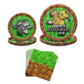 Blue Orchards Pixel Warrior Plates & Napkins (60 pcs) – 20 Guest Video Game Party Supplies