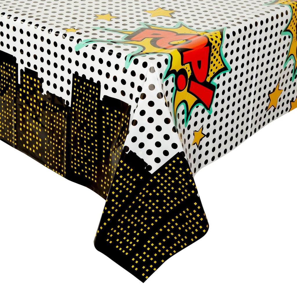 Blue Panda Comic Book Tablecloths 3-Pack – 54-by-108-in Disposable Party Covers