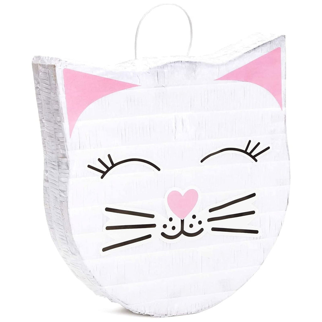 BLUE PANDA Cat Piñata - White Cloud Shape (14x12.8x3 in) | Pastel Rainbow Birthday Decor