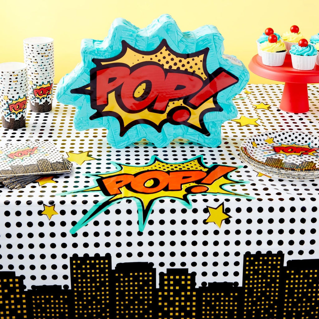 Blue Panda Comic Book Tablecloths 3-Pack – 54-by-108-in Disposable Party Covers