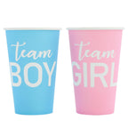 Blue Panda Paper Party Cups 12oz, 50-Pack for Gender Reveal – Team Boy / Team Girl