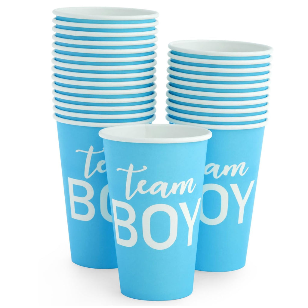 Blue Panda Paper Party Cups 12oz, 50-Pack for Gender Reveal – Team Boy / Team Girl