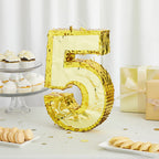 BLUE PANDA Gold Foil Number 5 Pinata | Easy-Fill Birthday Centerpiece & 5th Birthday Decor