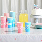 Blue Panda Paper Party Cups 12oz, 50-Pack for Gender Reveal – Team Boy / Team Girl