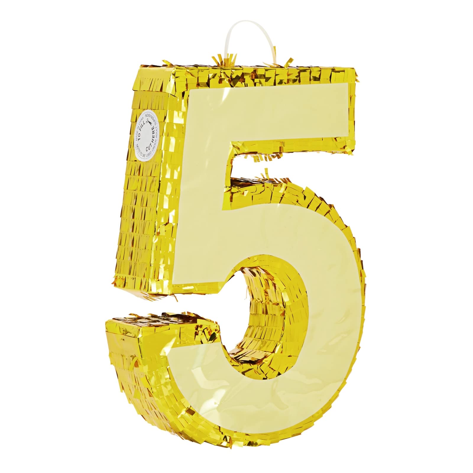 BLUE PANDA Gold Foil Number 5 Pinata | Easy-Fill Birthday Centerpiece & 5th Birthday Decor