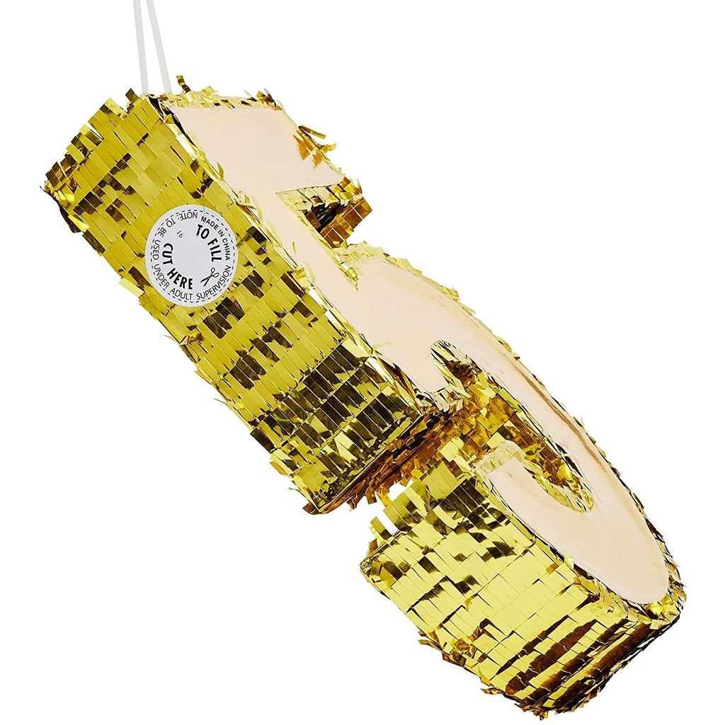 BLUE PANDA Gold Foil Number 5 Pinata | Easy-Fill Birthday Centerpiece & 5th Birthday Decor