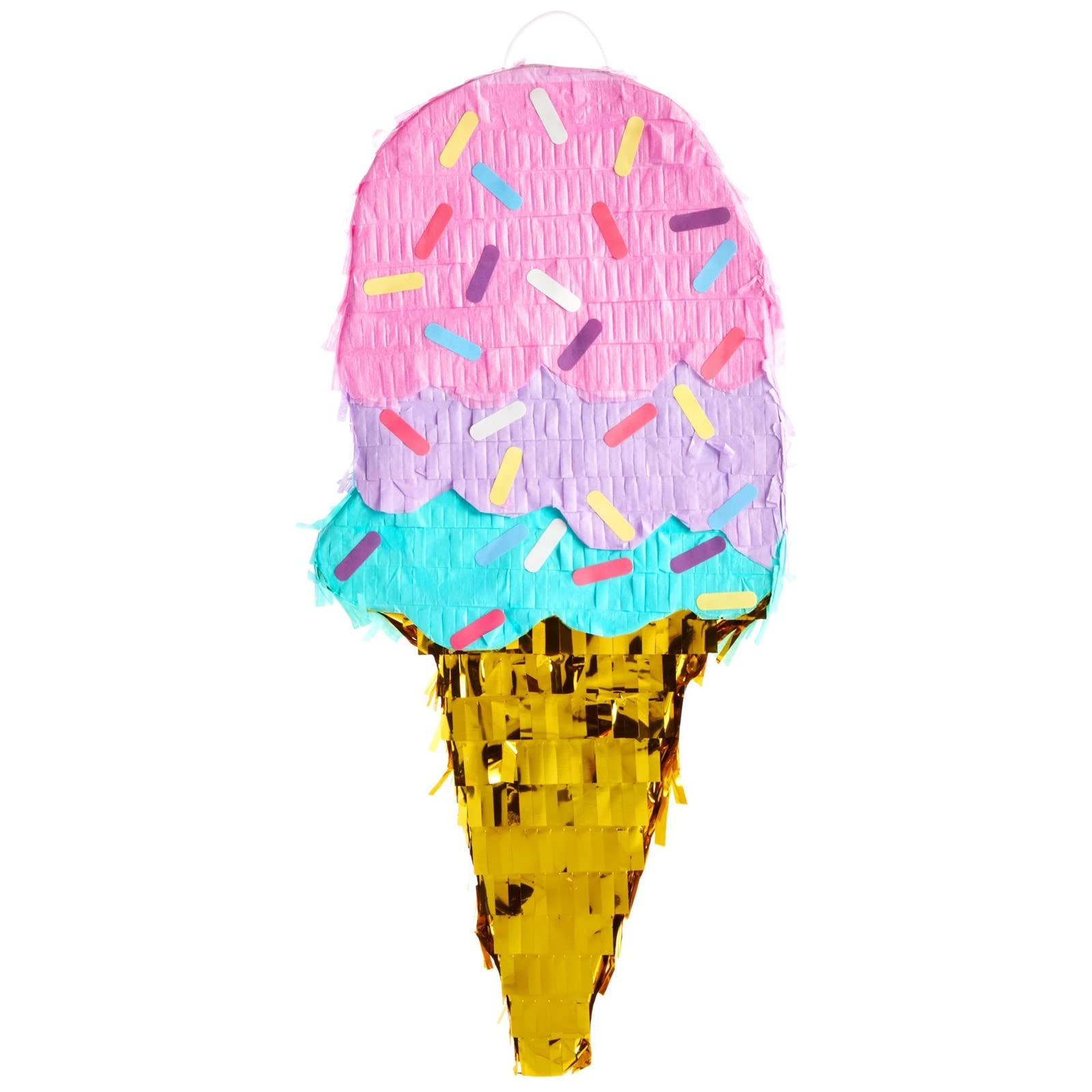 BLUE PANDA Ice Cream Pinata – Birthday Party Decoration & Favors (Small, 16.4 x 7.6 x 2.9 in, Pink/Blue/Yellow)