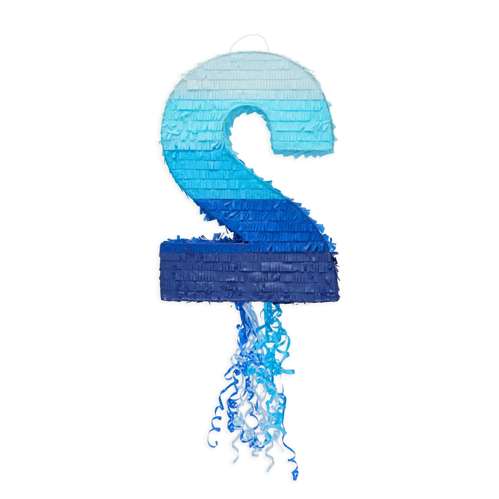 BLUE PANDA Ombre Blue Number 7 Pull String Pinata – 16.5 x 11.5 x 3 in for Kids’ Parties