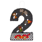 BLUE PANDA Number 2 Race Car Pinata – 3-Ply Construction, 16.5 x 11.85 x 3 in, Indoor Birthday Party Decor