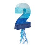 BLUE PANDA Ombre Blue Number 7 Pull String Pinata – 16.5 x 11.5 x 3 in for Kids’ Parties
