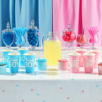 Blue Panda Paper Party Cups 12oz, 50-Pack for Gender Reveal – Team Boy / Team Girl