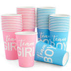 Blue Panda Paper Party Cups 12oz, 50-Pack for Gender Reveal – Team Boy / Team Girl