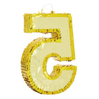 BLUE PANDA Gold Foil Number 5 Pinata | Easy-Fill Birthday Centerpiece & 5th Birthday Decor