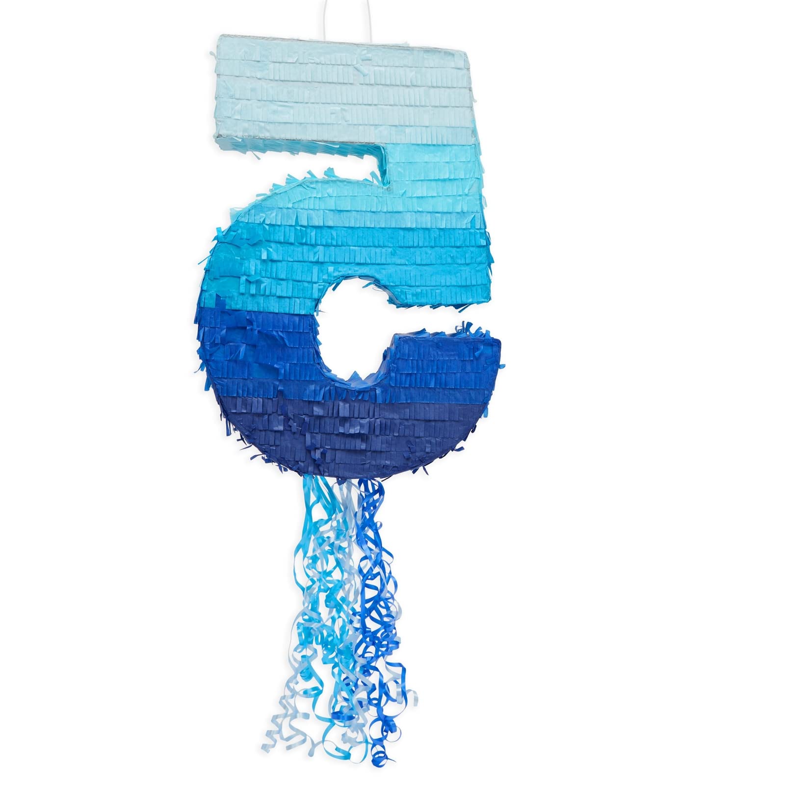 BLUE PANDA Pull String Pinata Number 5 – Ombre Blue, 16.5 x 11.6 in – 5th Birthday Decor