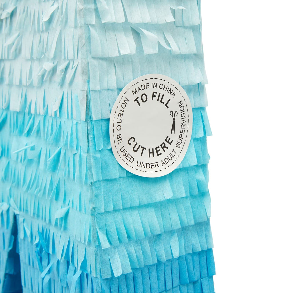 BLUE PANDA Pull String Pinata - Number 4, Ombre Blue Corrugated Pinata 16.5 x 12 x 3 in