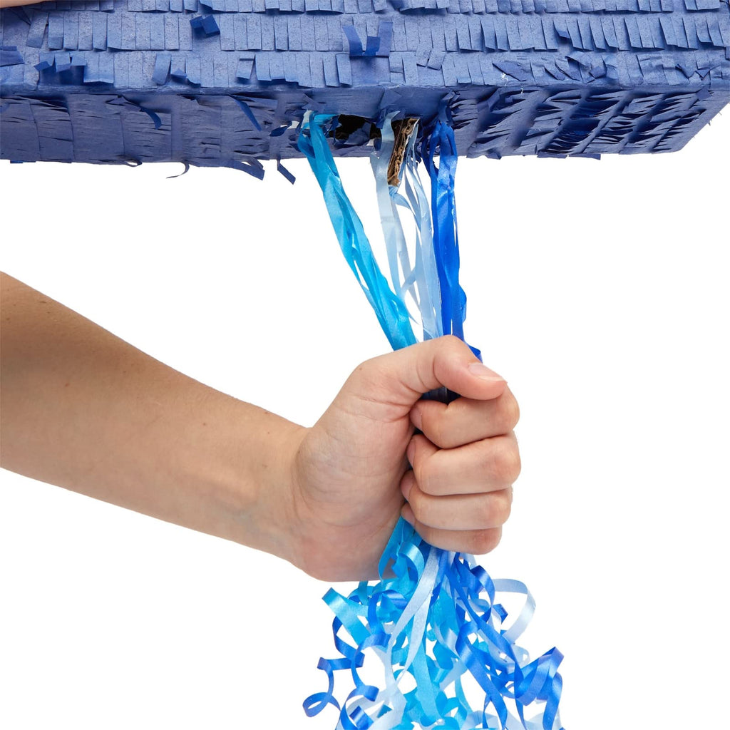 BLUE PANDA Pull String Pinata - Number 4, Ombre Blue Corrugated Pinata 16.5 x 12 x 3 in