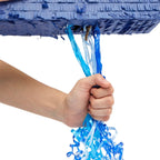 BLUE PANDA Pull String Pinata - Number 4, Ombre Blue Corrugated Pinata 16.5 x 12 x 3 in