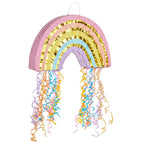 Blue Panda Pull String Rainbow Pinata – Small 16.5 x 10 x 3 in Pastel | Mini Rainbow Birthday Decor