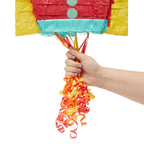 BLUE PANDA Rocket Ship Pull String Pinata – Space Birthday Decorations, 16.5 x 12.5 x 3 in, Red