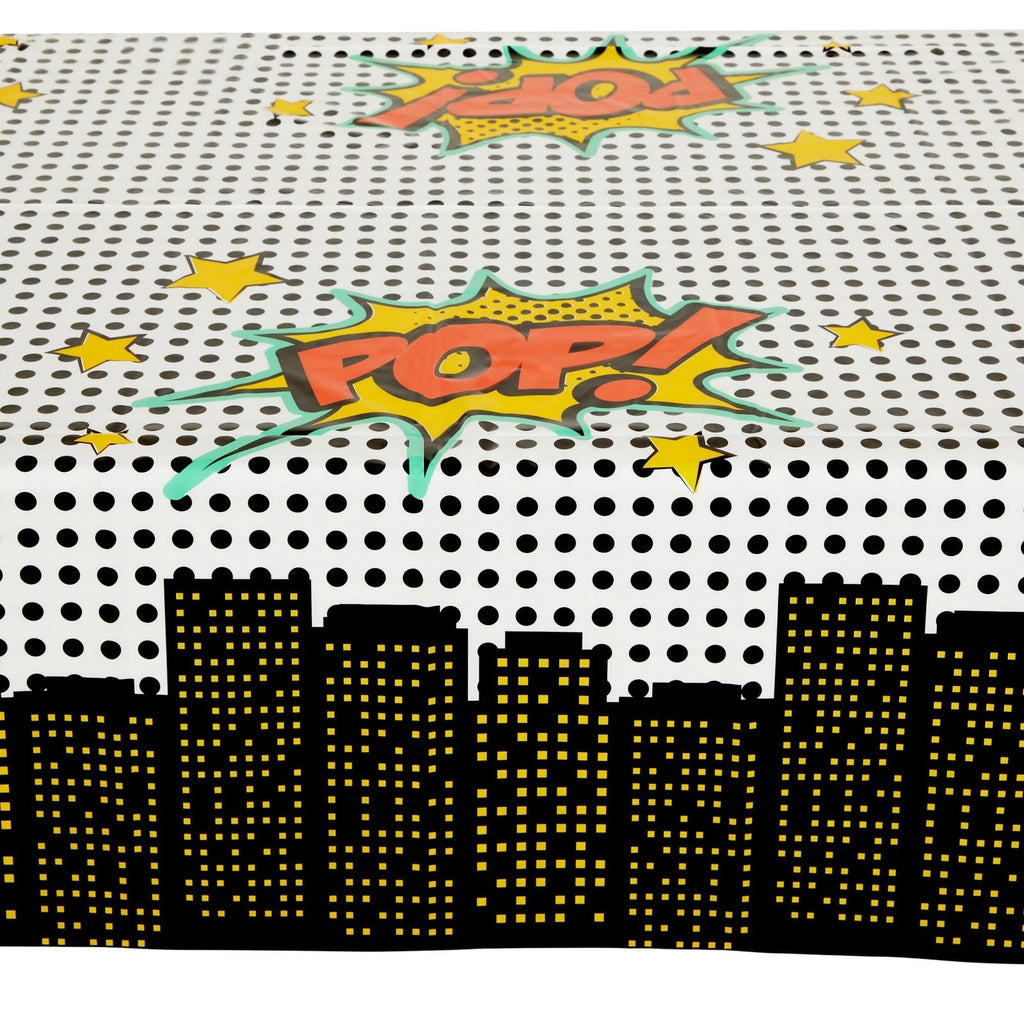 Blue Panda Comic Book Tablecloths 3-Pack – 54-by-108-in Disposable Party Covers