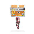 BLUE PANDA Pull String Treasure Chest Pinata – 12x10x6.5-in Pirate Birthday Decor