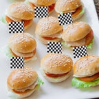 BLUE TOP 100 Pcs Checkered Black and White Racing Flag Toothpicks - Cupcake Toppers for Parties & Sports Events