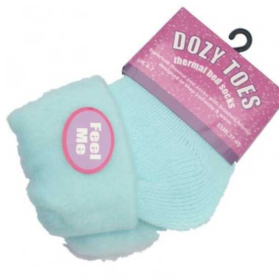 Dozy Toes Ladies Thermal Bed Socks baby blue
