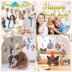 Bluegogo Cat Theme Birthday Party Decorations – 5m Banners, Cat Cards & Spirals