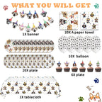 Bluegogo Dog Birthday Party Supplies — Serves 20, Plates, Napkins, Banner, Balloons, Cake Toppers