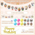 Bluegogo Cat Theme Birthday Party Decorations – 5m Banners, Cat Cards & Spirals