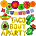 Bluegogo 26 Pcs Taco Bout a Party Decorations – Fiesta Balloons, Banner & Fans for Mexican Parties