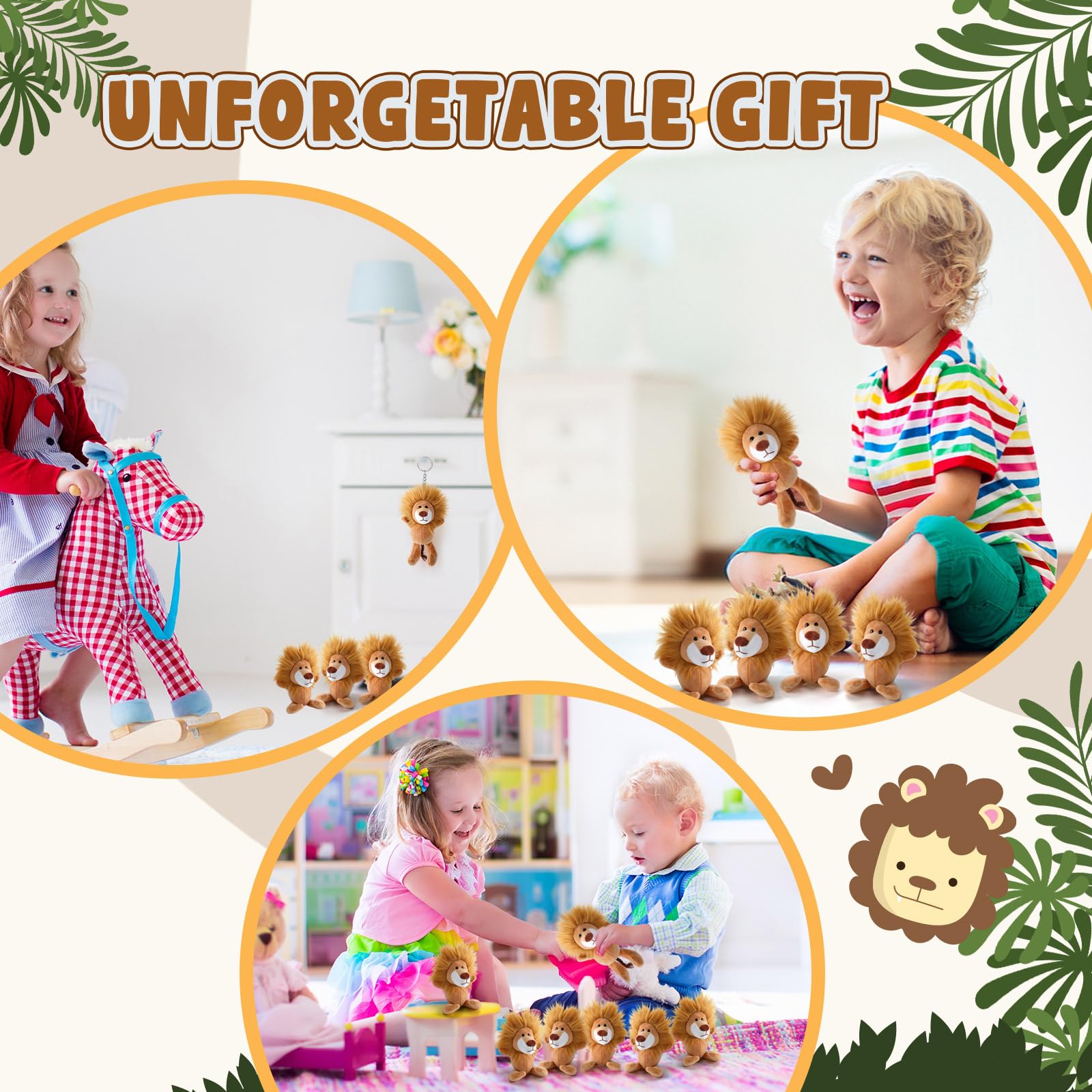 Blueweenly 24-Piece Lion Plush Keychain Set – 6-Inch Soft Toy Lions for Gifts & Party Favors