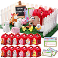 Blueweenly 84 Pcs Adopt a Pet Party Favors Set – 24 Mini Animals, Boxes, Fences & Lawn