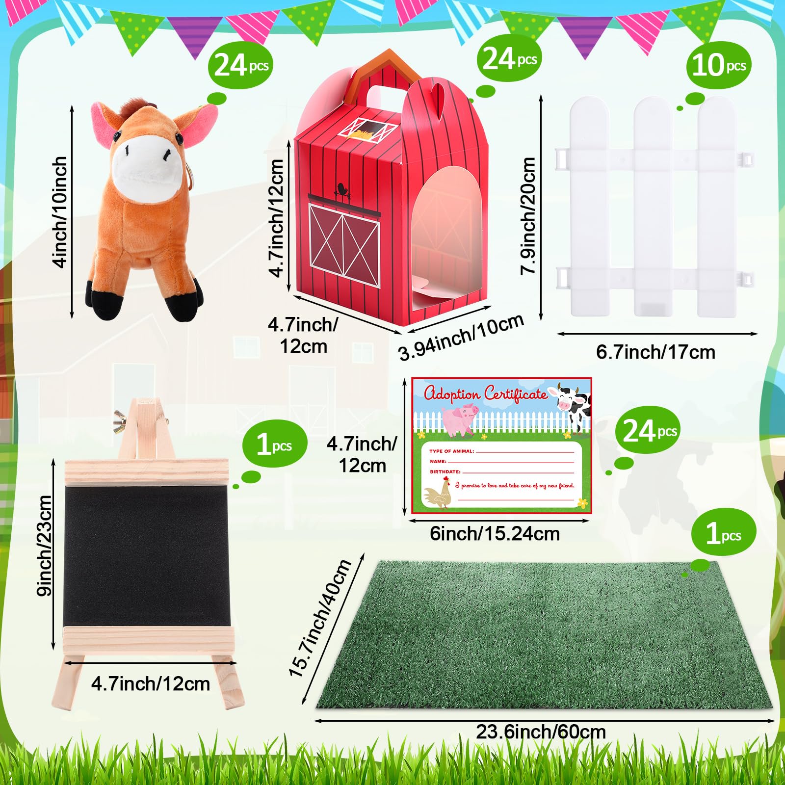 Blueweenly 84 Pcs Adopt a Pet Party Favors Set – 24 Mini Animals, Boxes, Fences & Lawn